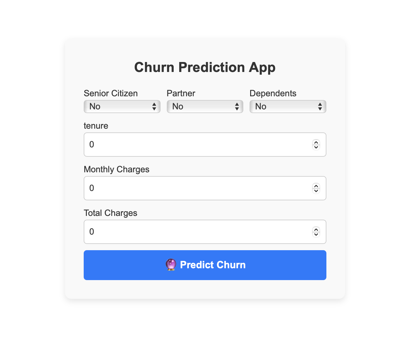 Churn Predictor Screenshot